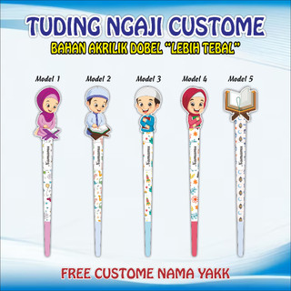 Duding Ngaji Akrilik GAMBAR 2 SISI, NAMA SISI DEPAN/Tuding Ngaji Ramadan Idul Fitri/Kalam Mengaji CUSTOME Bahan Akrilik