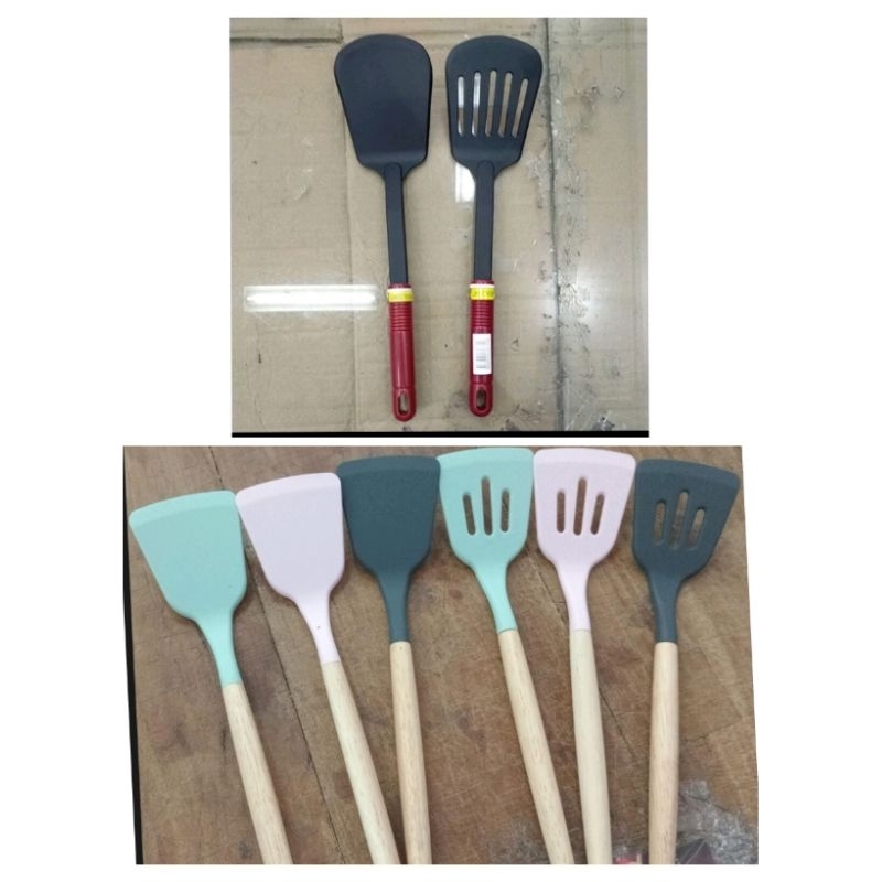 MERAH TEFLON SPATULA - RED HANDLE - 3 MODELS.- ความยาวรวม: +- 31cm