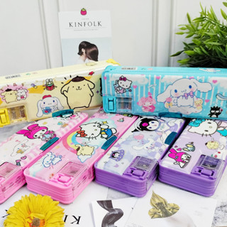 Ungu Sanrio Sanrio กระเป๋าดินสอ แบบแม่เหล็ก 2 ช่อง 3 แบบ สีชมพู ฟ้า ม่วง คุณภาพดี ขายส่ง