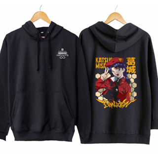 Misato KATSURAGI เสื้อแจ็กเก็ต มีฮู้ด ผ้าฝ้าย 100% ลาย infinite jumper - EVANGELION