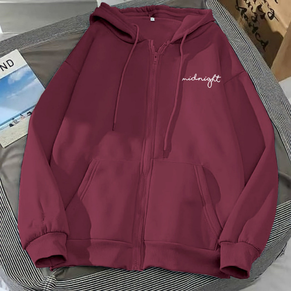 Oodie ซิปกลาง Size L XL XXL XXXL XXXXL สไตล์เกาหลีผู้หญิง & 39;s hoodie หนาขนแกะวัสดุร่วมสมัยผู้หญิง