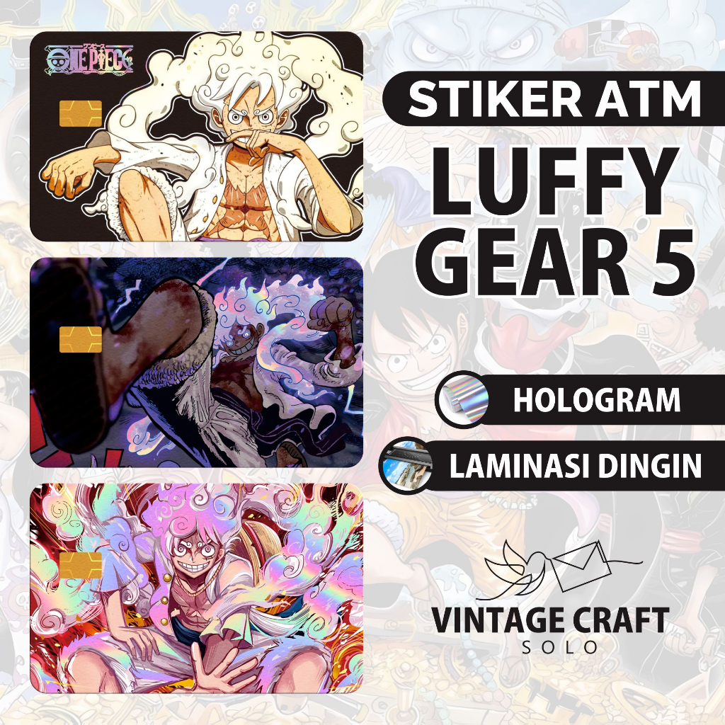 สติ๊กเกอร์ Skin Card ATM Garskin Anime One Piece Luffy Gear5 Hologram Premium