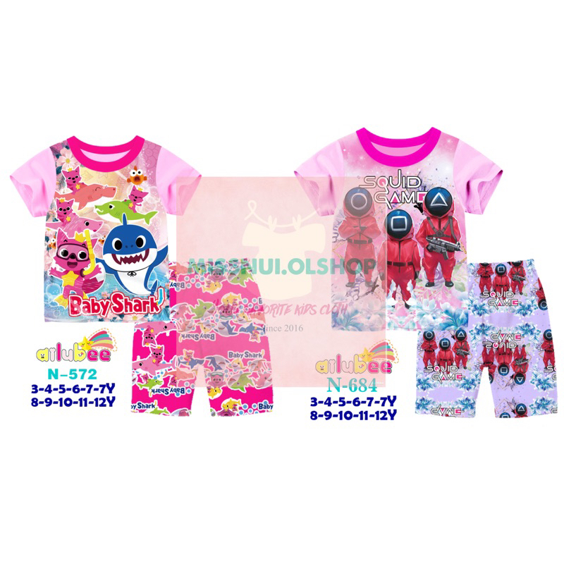 [พร้อม] ชุดนอนลําลองสําหรับเด็กผู้หญิงตัวการ์ตูนนําเข้า N 572.575,578,684