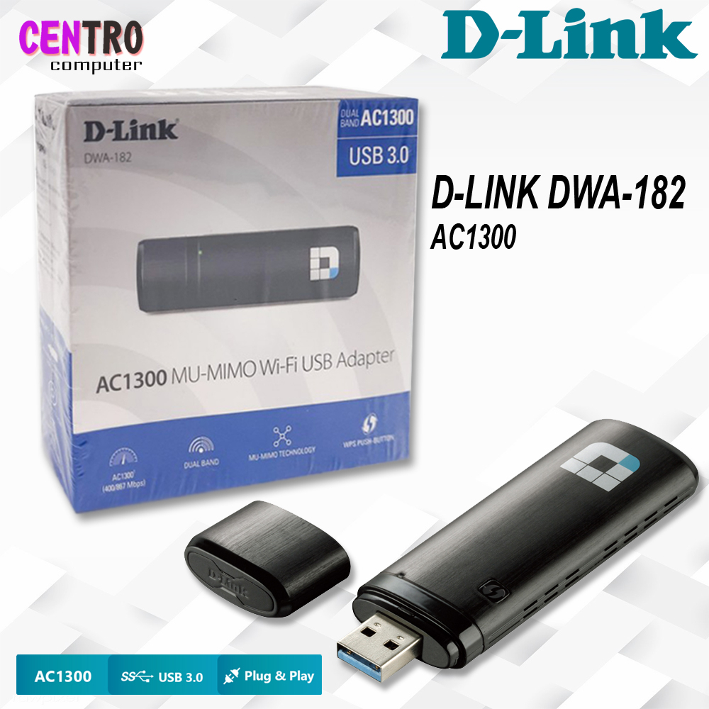 DLINK DWA-182 AC1300 MU-MIMO Dual Band Wi-Fi USB Adapter