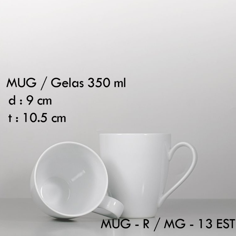 1 ชิ้น White Mug Mg-R 350 ml & MG MC 430 ml BLANC by Indo keramik
