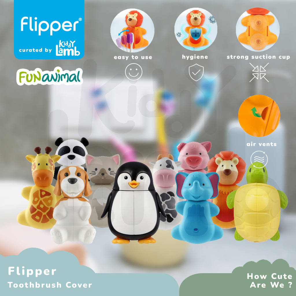 Flipper ที่ใส่แปรงสีฟัน Fun Animal Series / ที่ใส่แปรงสีฟันเด็ก ตัวละครสัตว์ - KIDDY LAMB
