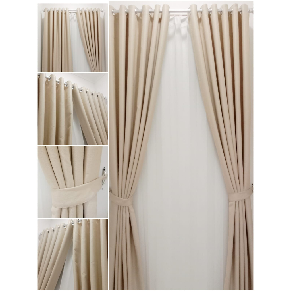 BLACKOUT CURTAINS PLAIN CURTAINS WINDOW CURTAINS MINIMALIST DOOR CURTAINS สีครีม