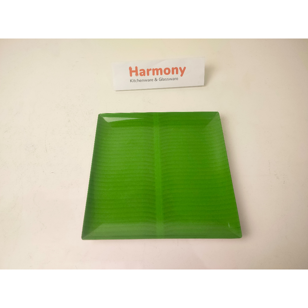 Onyx 8 นิ้ว จานสี่เหลี่ยม Leaf Motif จานเสิร์ฟเมลามีน