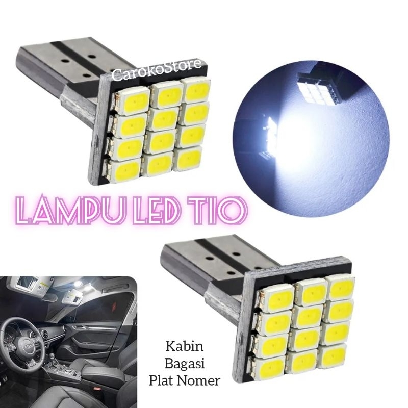 T10 ไฟ Led สําหรับแผ่นเลขห้องโดยสาร เพดานท้าย 12smd