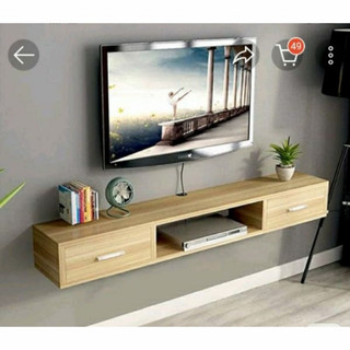 Rak Tv dinding minimalis 2 laci tempat penyimpanan meja tv dinding 100x20x12