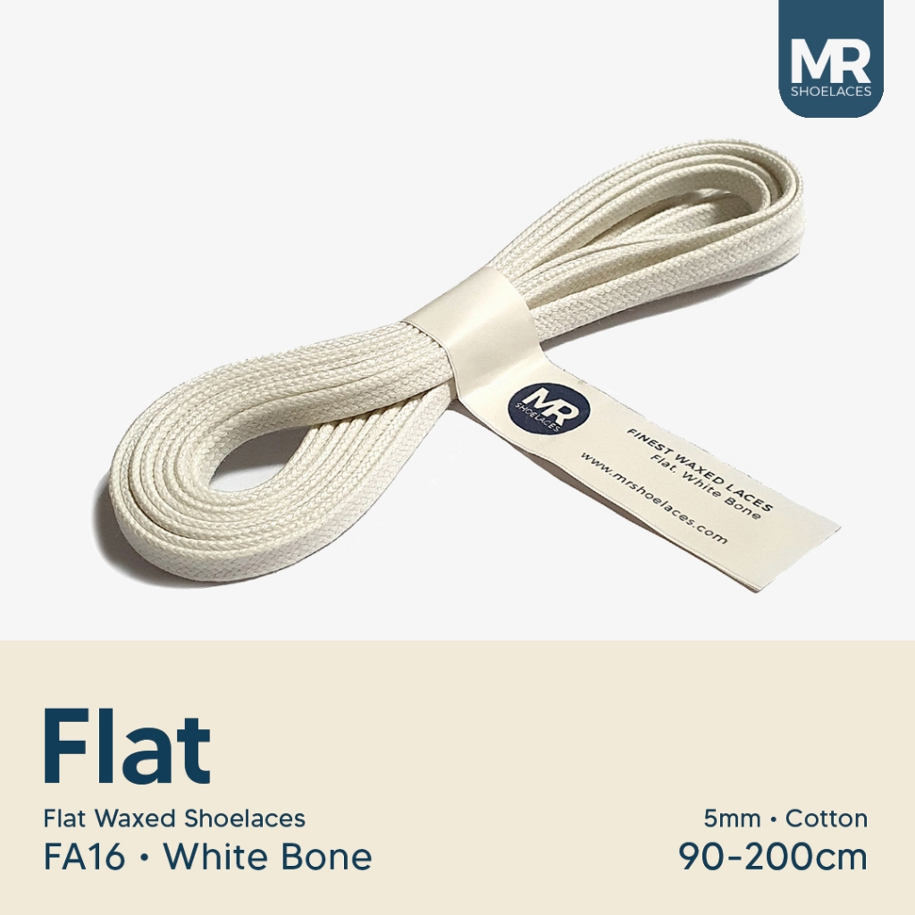 Putih LILIN Mr Shoelaces FA16 กระดูกขาว (กระดูกขาว) เชือกผูกรองเท้าแว็กซ์ 5 มม.แบนแบน (ลูกไม้แว็กซ์) 90 ซม. 100 ซม. 120 ซม. 200 ซม. - เชือกผูกรองเท้ากระดูกระดับพรีเมียม