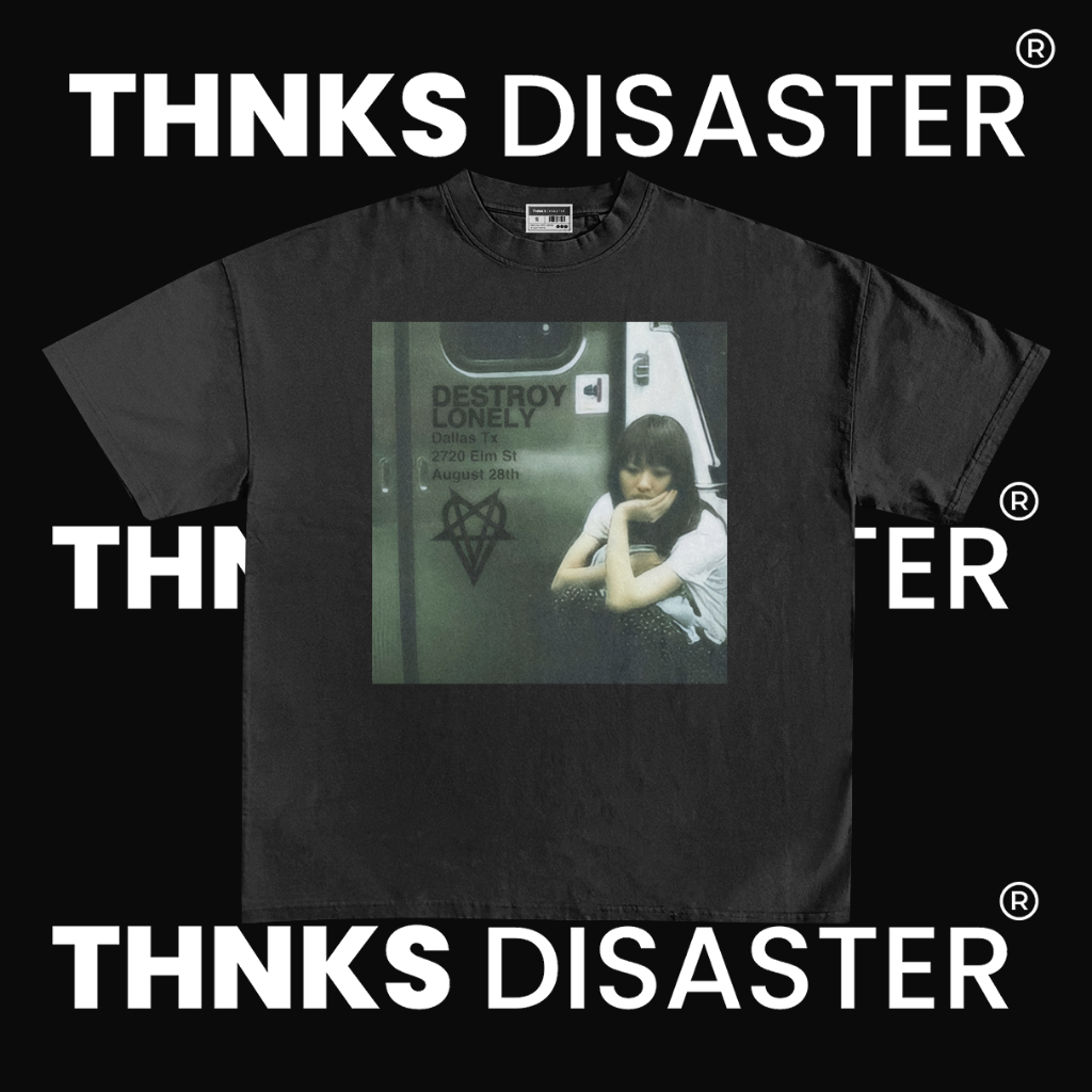 Putih HITAM Thrnksdisaster | เสื้อยืด DESTROY LONELY 7 BLACK | หวี 24S | ไม่จํากัดเพศ | Grunge Grung