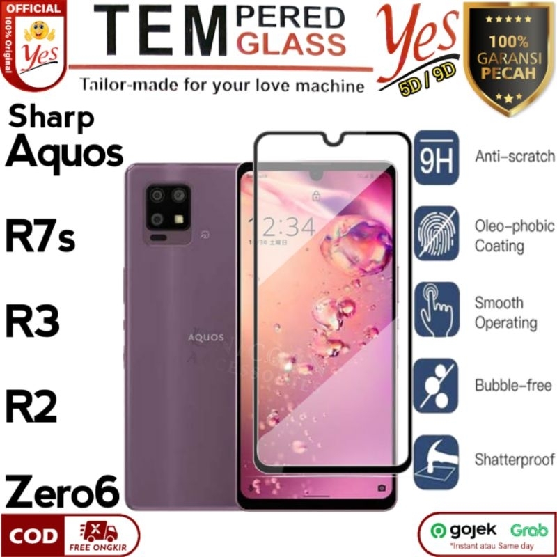Sharp Aquos R7s R2 R3 Zero6 กระจกนิรภัย YES Anti-Scratch Full 5D 9D