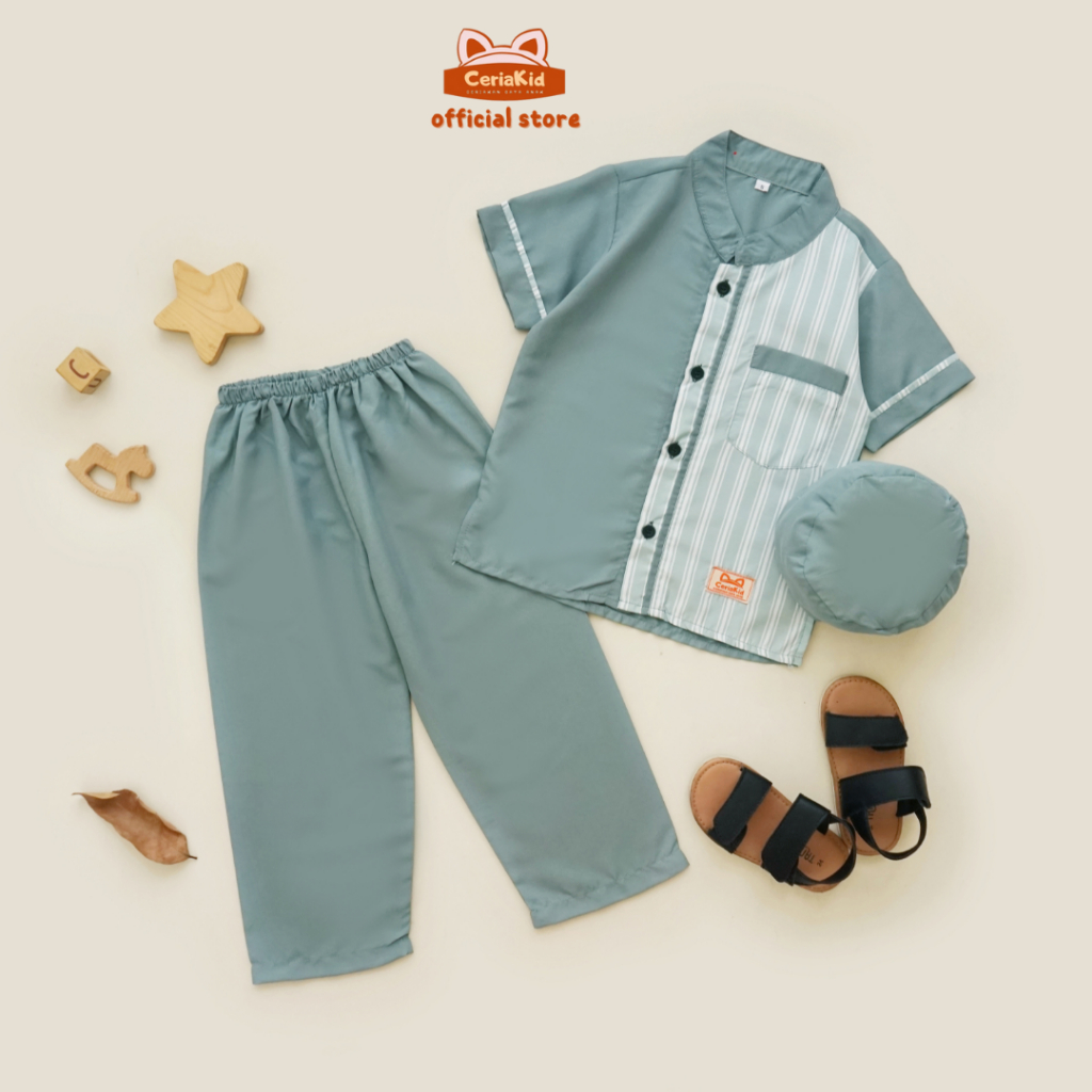 [Ceriakid] Koko Kurta Kids Suit Shirt Pants Peci Canarya 0 1 2 4 5 6 7 8 9 ปี