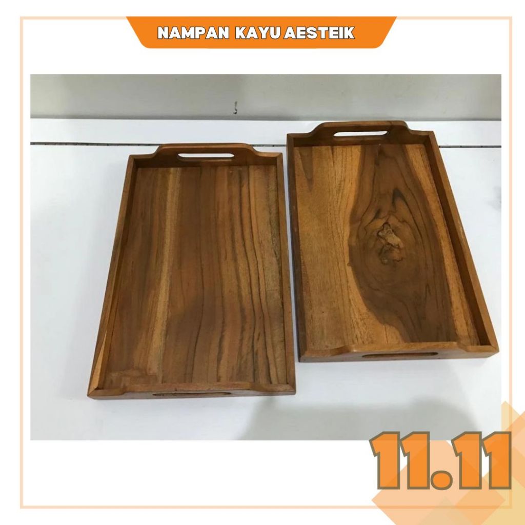 WOODEN TRAY + HANDLE 40X25 cm WOODEN TRAY MULTIPURPOSE BOX WOODEN TRAY | BOARD WOODEN SERVING / TRAY