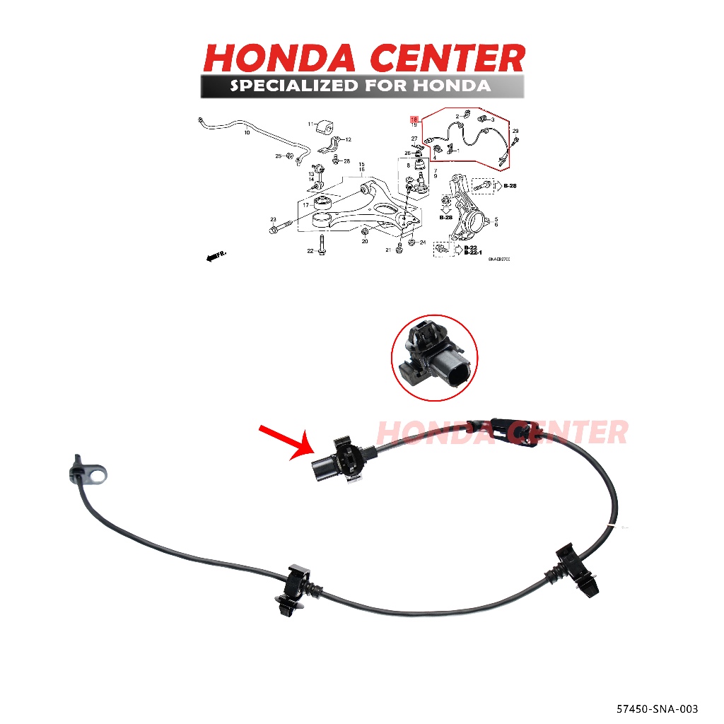 เซ็นเซอร์สายเบรค Abs ด้านหน้าด้านหลังซ้ายขวา Honda Civic Fd 2006 2007 2008 2009 2010 2011