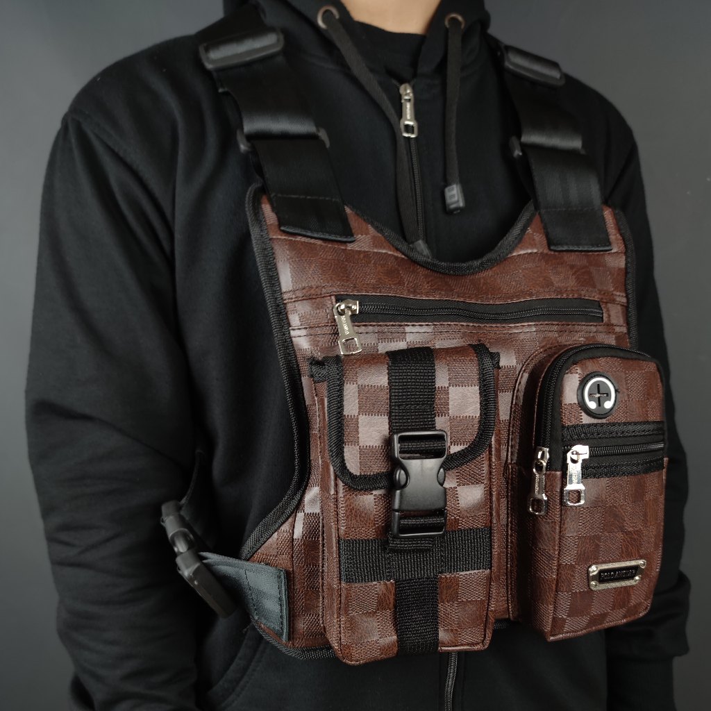 Amstar Polo Chest Bag กระเป๋าสะพายข้างหนัง PU Chest Vest