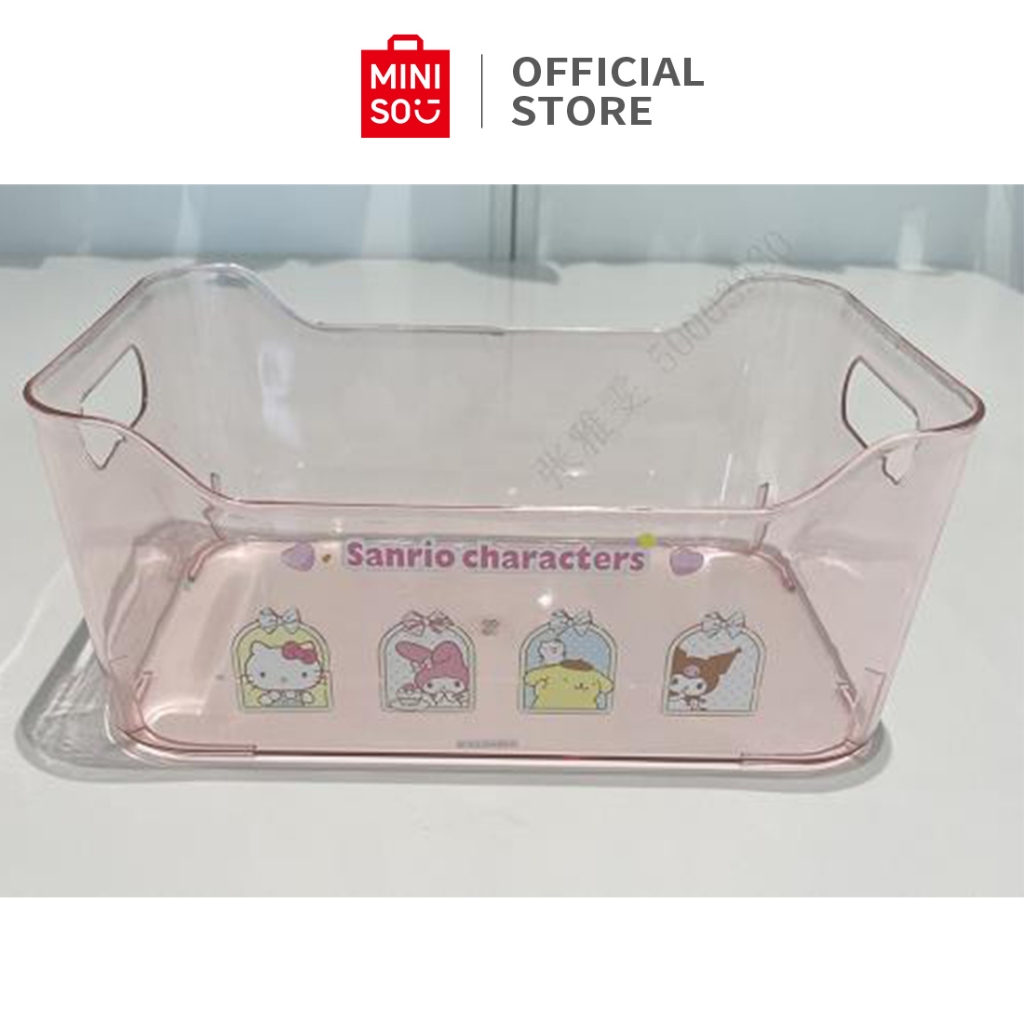 Miniso Sanrio ตัวอักษรกล่องเก็บกล่องพลาสติกคอนเทนเนอร์ตะกร้าเก็บตะกร้าเก็บกล่องจัดเก็บที่เก็บของอเนกประสงค์