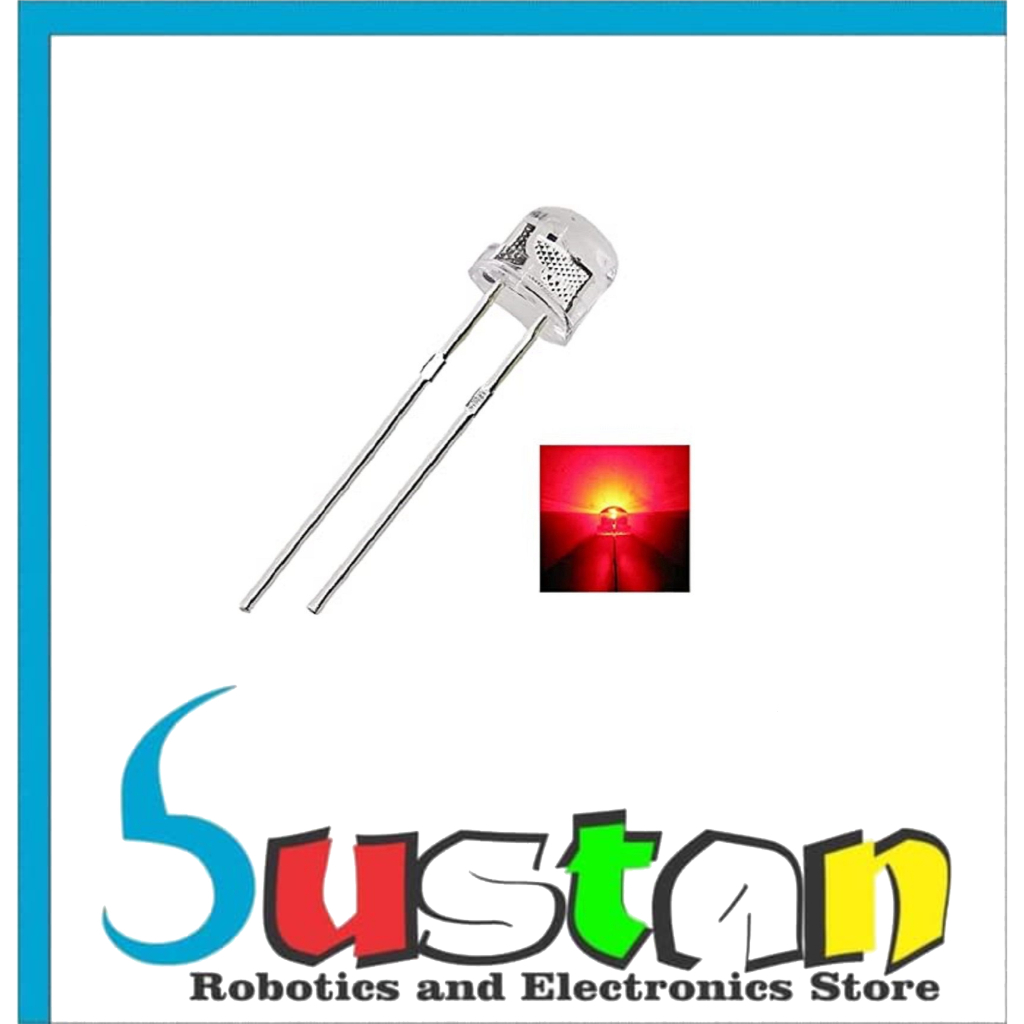 MERAH LED 5MM STRAWHAT RED CLEAR STRAW HAT RED SUPER BRIGHTNESS ไฟ LED