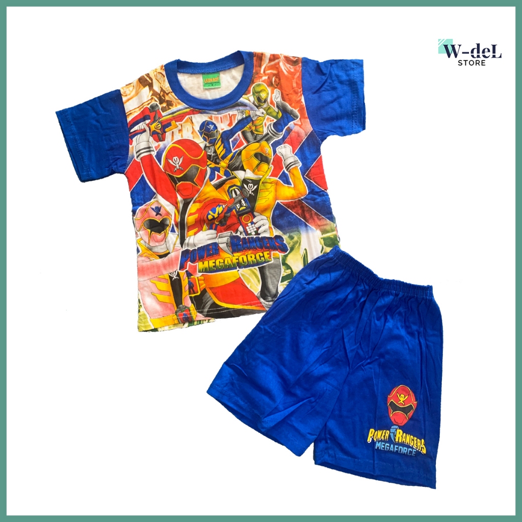 ชุดเสื้อผ้าเด็กพิมพ์ลายตัวละคร Superhero POWER RANGER สําหรับ 2-8 ปี