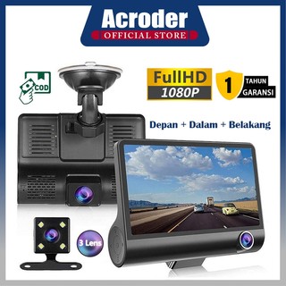 Acroder Dashcam Mobil 3 Cameras 1080P HD 4.0 Inch Night Vision Loop Recording