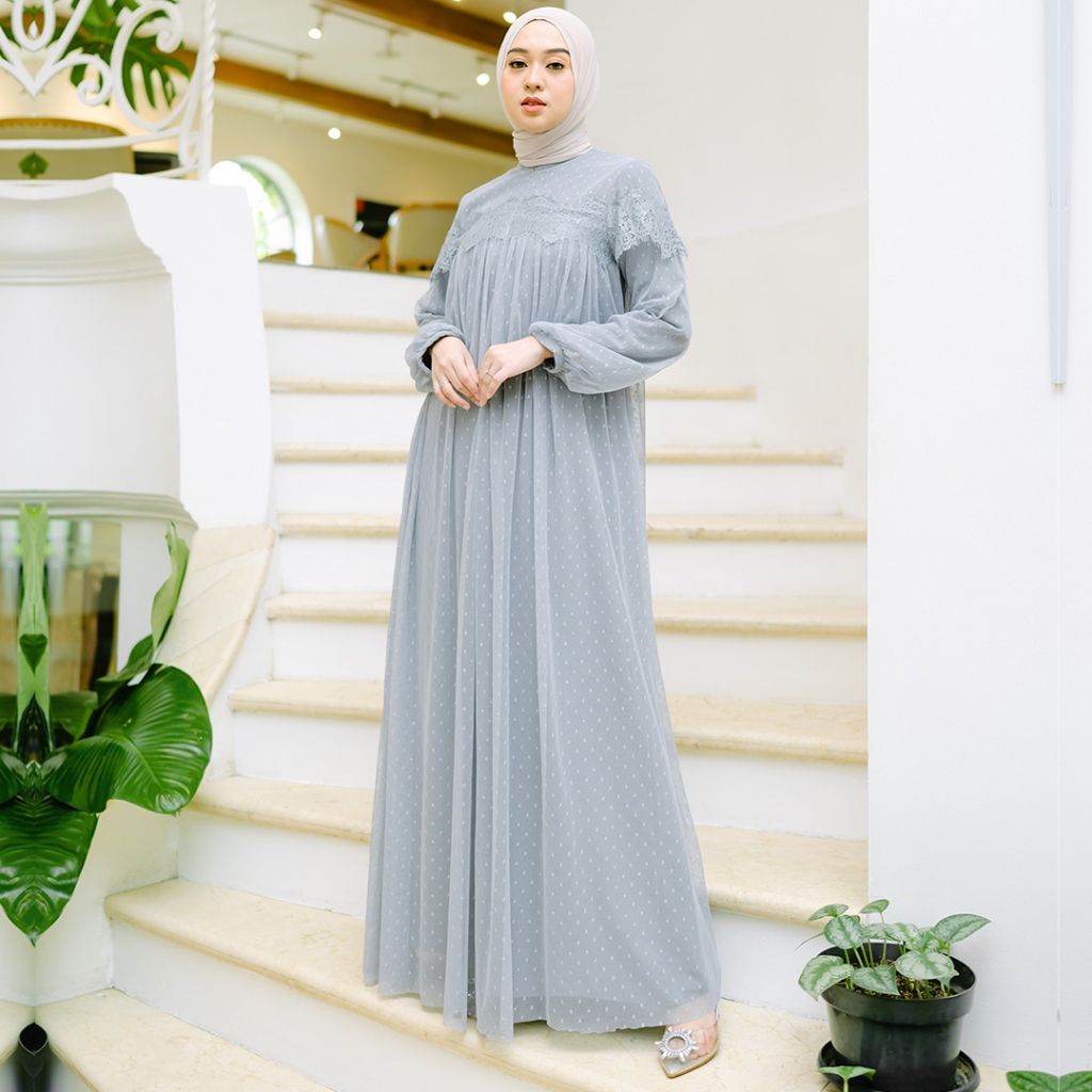 [นําเข้า] - Camilla Dress/ชุดสตรี/Muslimah Gamis/Luxury Party Dress/Tuel Dress With Friendly Lace