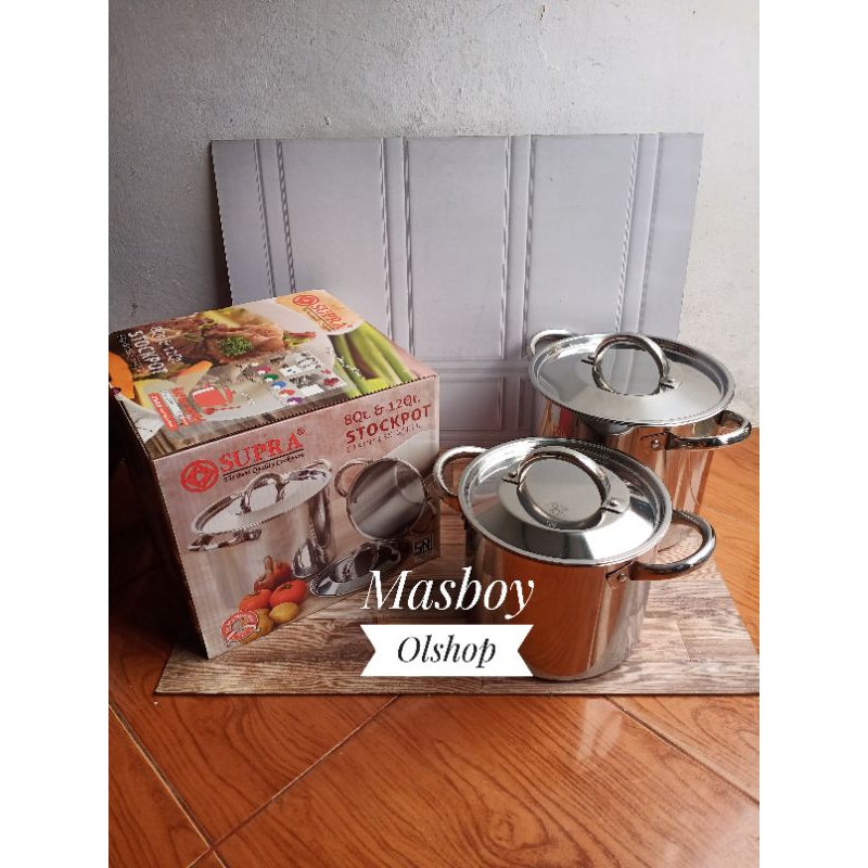 Supra Stock Pot Set 8/12Qt Stainless Steel Steamer Pan Water Barrel