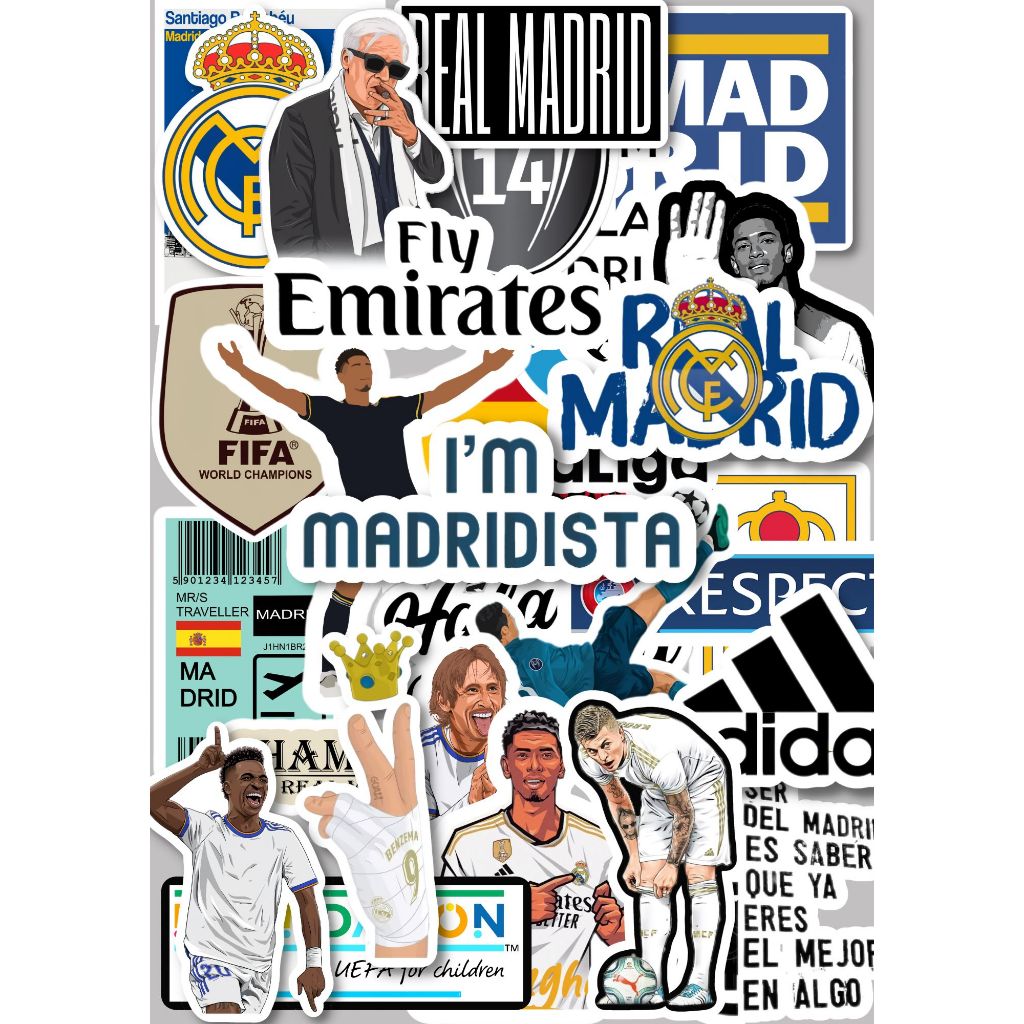 สติกเกอร์ ลายฟุตบอล AESTHETIC MADRID LOS BLANCOS 20 ชิ้น | เคสโทรศัพท์มือถือ กันน้ํา สําหรับหมวกกันน็อค แล็ปท็อป