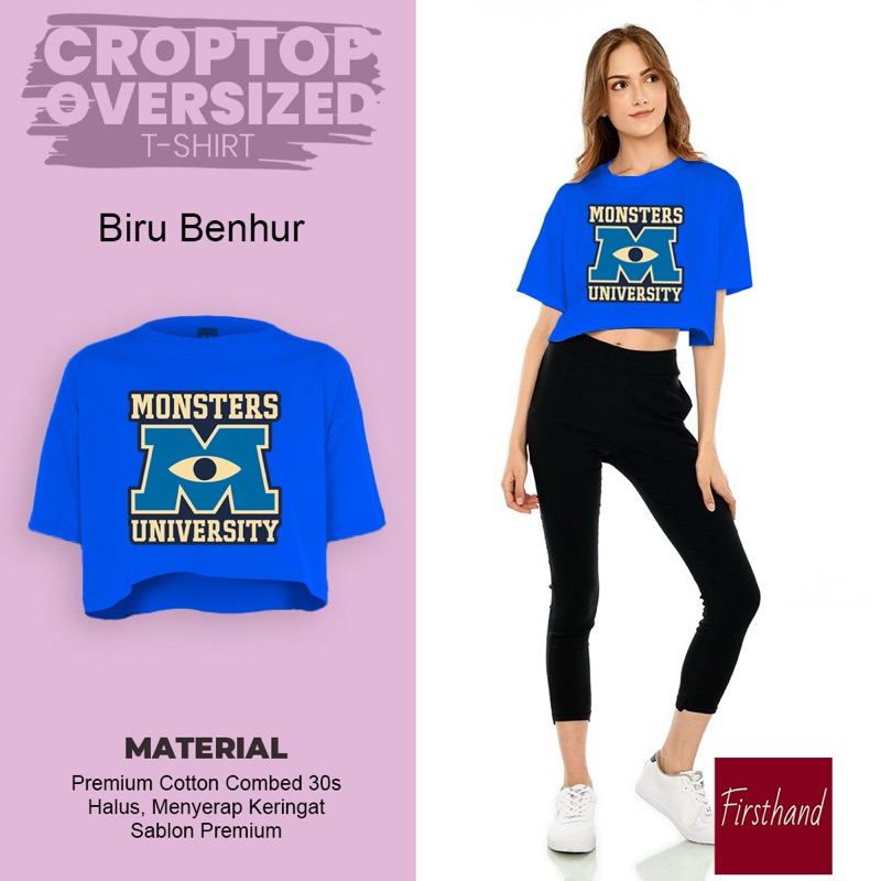 Monster University Crop Tip เสื้อยืดขนาดใหญ่ Original Premium Top