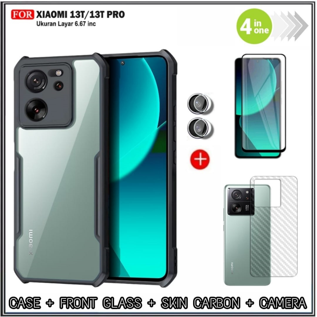 Xiaomi 13T 13T PRO 4in1 Case Package Transparent Cover Casing Free Tempered Glass Mondi Store