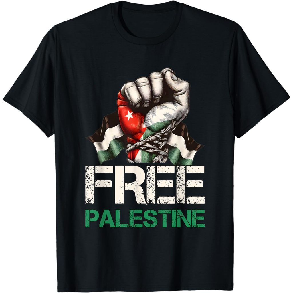 เสื้อยืดผู้ใหญ่พรีเมี่ยมฟรี Palestine Save Gaza Strip Palestine Flag เสื้อยืด