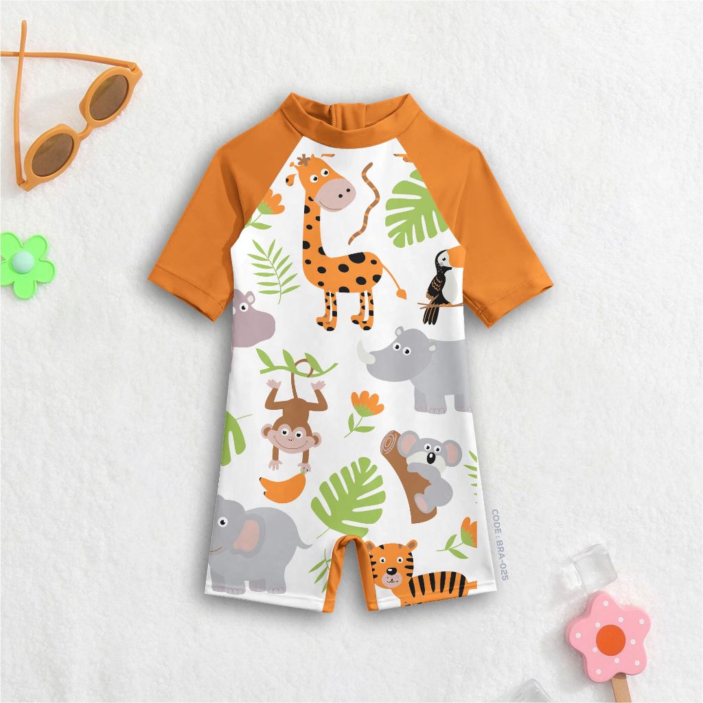 ชุดว่ายน้ําตัวการ์ตูนสัตว์น่ารักสําหรับเด็กผู้ชายอายุ 1-4 ปี