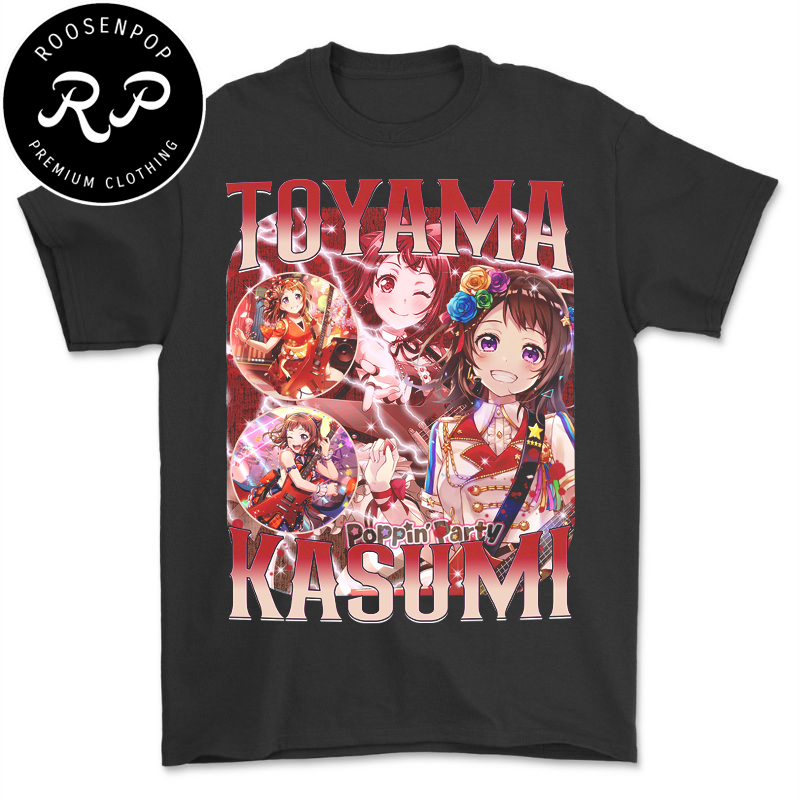 Toyama Kasumi Bang Dream Poppin Party อะนิเมะเสื้อยืดอะนิเมะเสื้อผ้ามาตรฐาน Distro เสื้อยืด