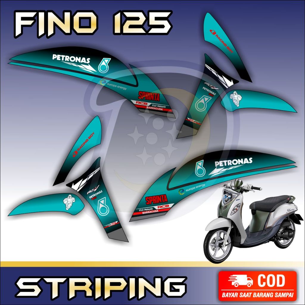 Fino 125 Striping Lis Fino 125 รถจักรยานยนต์ Variation สติกเกอร์ Yamaha Fino 125 Petronas Striping