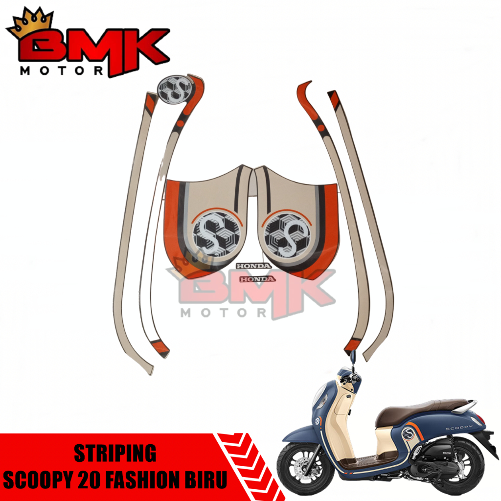 Honda Scoopy Esp New 2020 K2F Polet Sticker Striping Fashion Blue Cream Cream Cream Cream