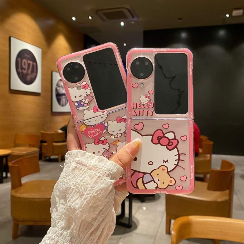 Hello Kitty Sanrio เคสสีชมพูน่ารักพร้อมโซ่ Oppo Find N3 Flip Oppo Find N 3 FLIP น่ารัก OPPO FIND N3 