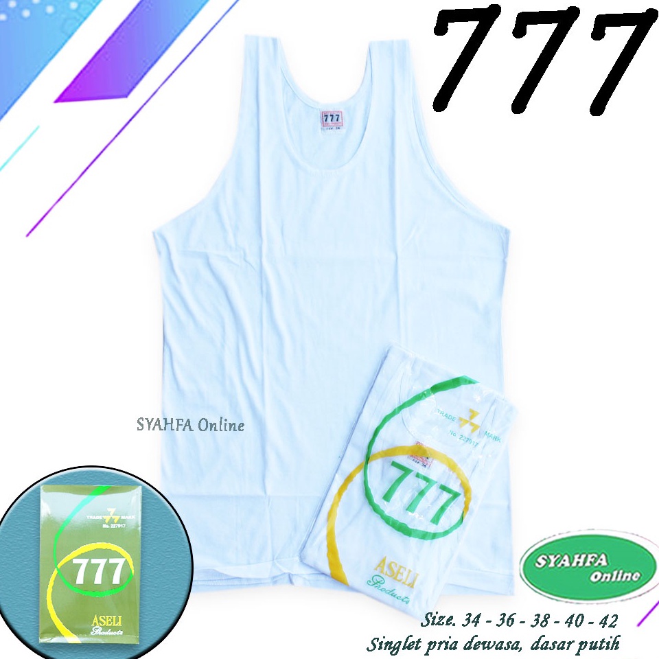 ราคาเป็นมิตร.. SINGLET 777 | เสื้อยืดผู้ชายสีขาว/เสื้อซับใน | เสื้อสายเดี่ยวชาย | เสื้อยืดสร้อยข้อมื