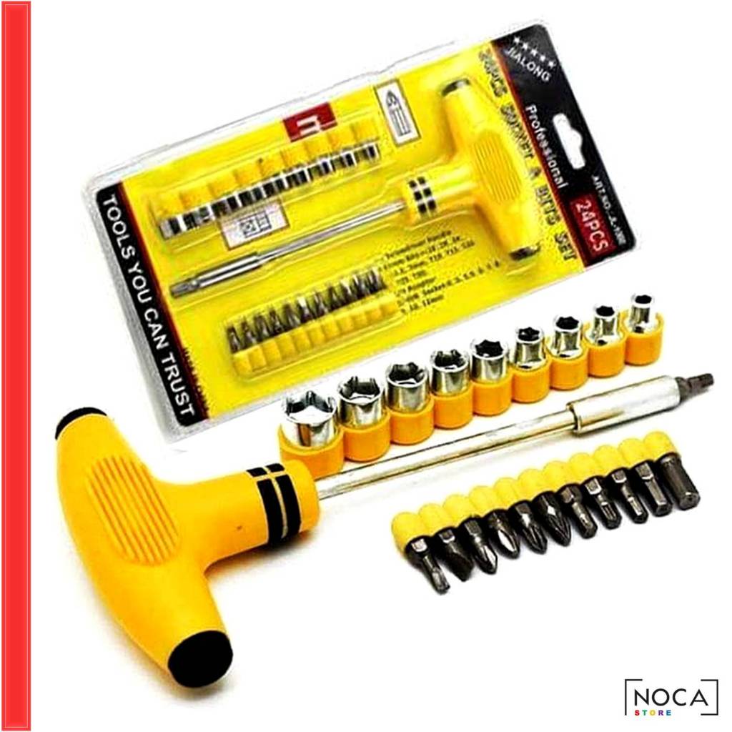 NCS - Five Star T-ไขควง 24 ชิ้นซ็อกเก็ตและบิตชุด T-Wrench Workshop เครื่องมือชุดเครื่องมือ Min Plus
