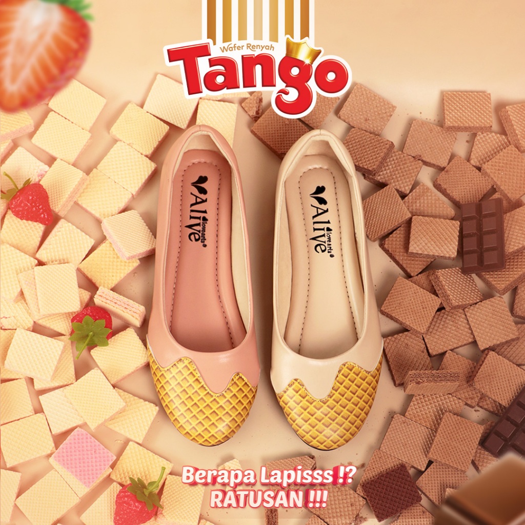 Alivelovearts x Tango Wafer รองเท้าส้นแบนสําหรับผู้หญิง