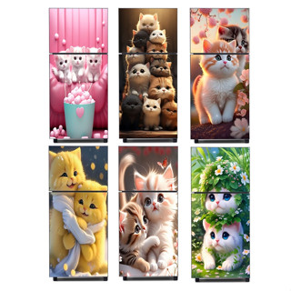 สติ๊กเกอร์ติดตู้เย็น 2 ประตูพร้อมแมว MOTIF 1