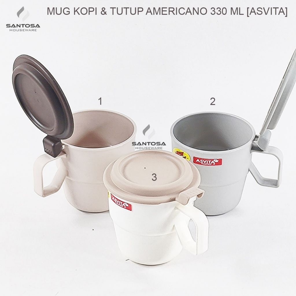 Americano Coffee Mug & Lid 330 ml [Asvita]