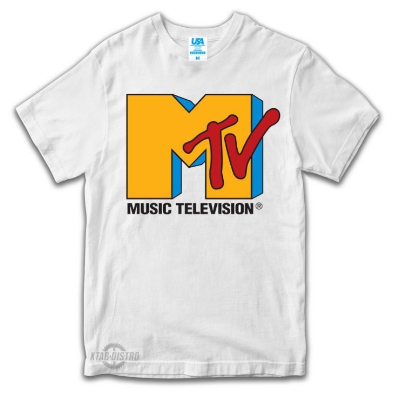 MTV MUSIC TELEVISION WHITE เสื้อยืดพรีเมี่ยม สายวินเทจ