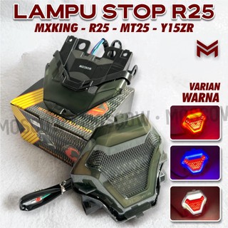 LAMPU STOP 3IN1 R25 MT25 MX KING Stoplamp MOSCOW PART LED SENJA MERAH BIRU PUTIH /  LAMPU BELAKANG STOP LAMP MXKING Y15ZR MT25 PEMASANGAN PNP LAMPU REM BELAKANG LAMPU BELAKANG MIKA ORIGINAL 3 IN 1 SENJA STOP SEIN