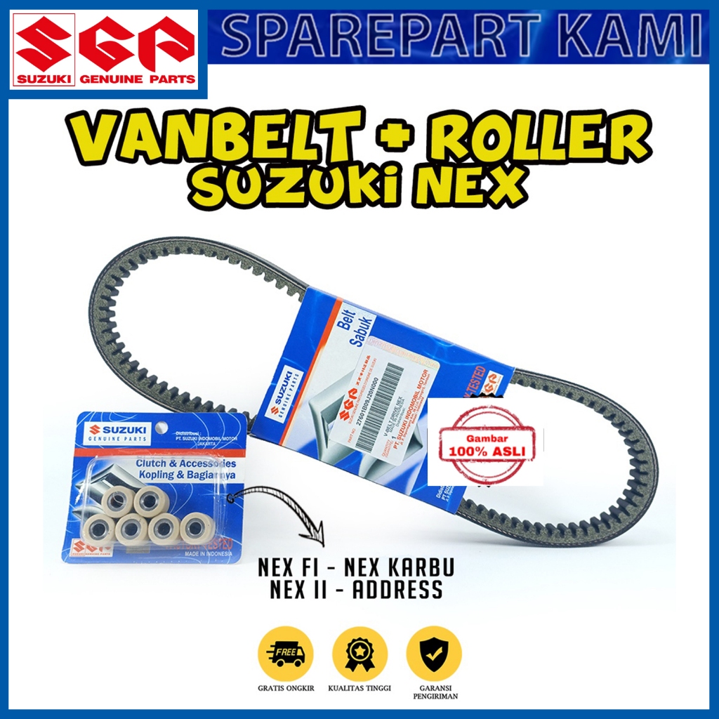 VANBELT PACKAGE + PLUS ROLLER SUZUKI NEX 1 2 Fi CARBON OLD LETS ADDRESS 11 GRAM / V BELT VBELT PANBEL - รูปที่ 3