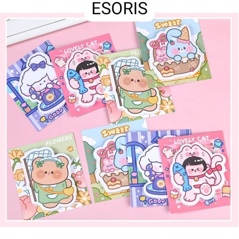 (ES) E6F302 Sticky Notes กระดาษบันทึกหมีต้นฉบับ โน้ตการ์ตูน ดัชนีโน้ตเหนียว