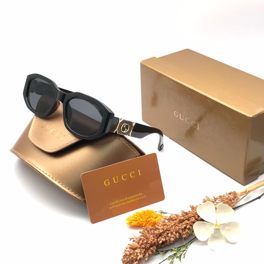 Hitam Gucci CC58002 แว่นกันแดดแว่นตาแฟชั่น/แว่นตาป้องกันรังสียูวีสําหรับแว่นตาผู้หญิงพร้อมแว่นตาร่วม