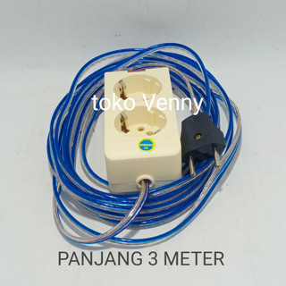 Stop Kontak 2 Lubang/3 Lubang+Kabel 3 Meter 5 Meter 10 Meter 15 Meter Siap Pakai
