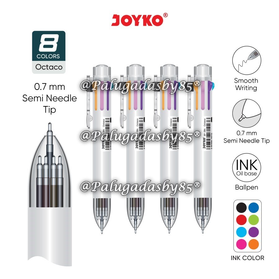 (1 ชิ้น) WHOLESALE JOYKO BP-384 0.7 8 In 1 ปากกาลูกลื่นสี / Joyko BP-384 Octaco 0.7 มม. 8 สี / Joyko