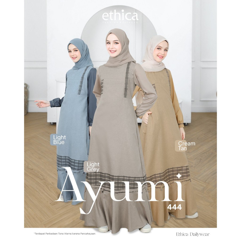 Ayumi 444 Gamis Daily Ethica/Ayumi 444 Light Grey/Ayumi 444 Light Blue/Ayumi 444 ครีม Tan