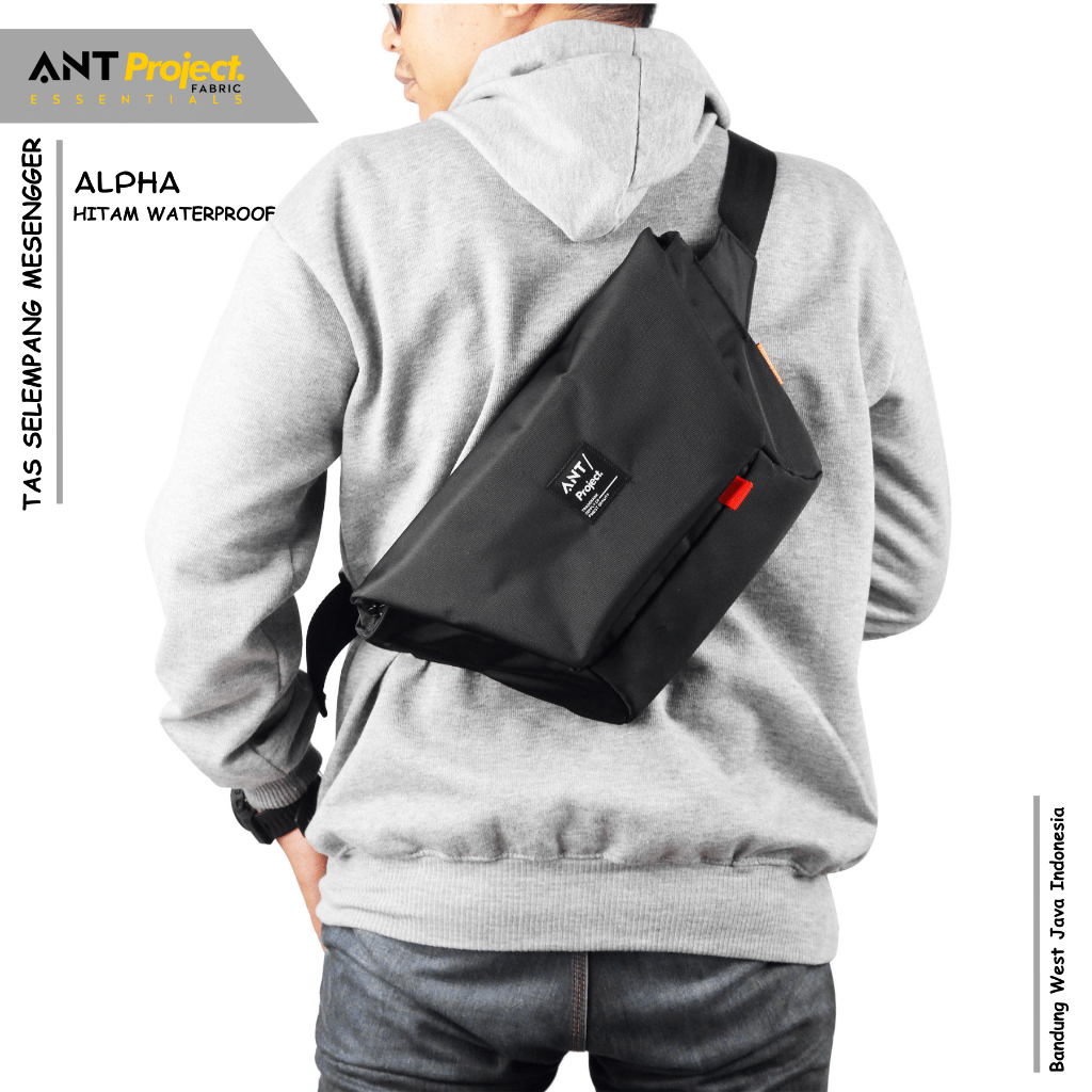 ANT PROJECT - ALPHA กระเป๋าสะพายไหล่ผู้ชาย - กระเป๋าคาดเอวผู้ชายสีดําเต็มรูปแบบ